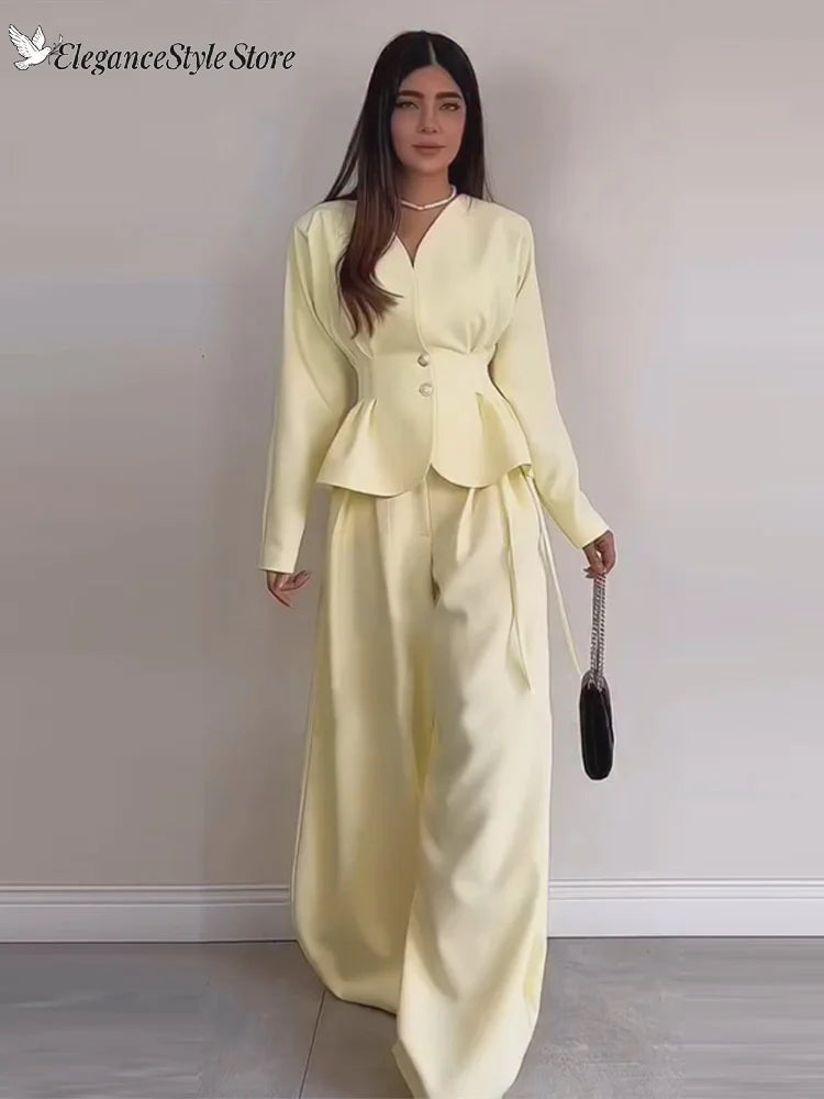 Solid Yellow Pant 2 Piece Set