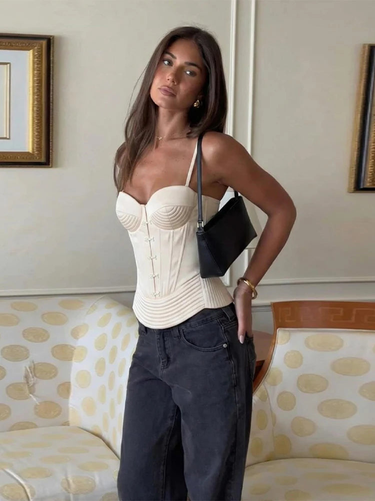 Button Embellished Corset Top