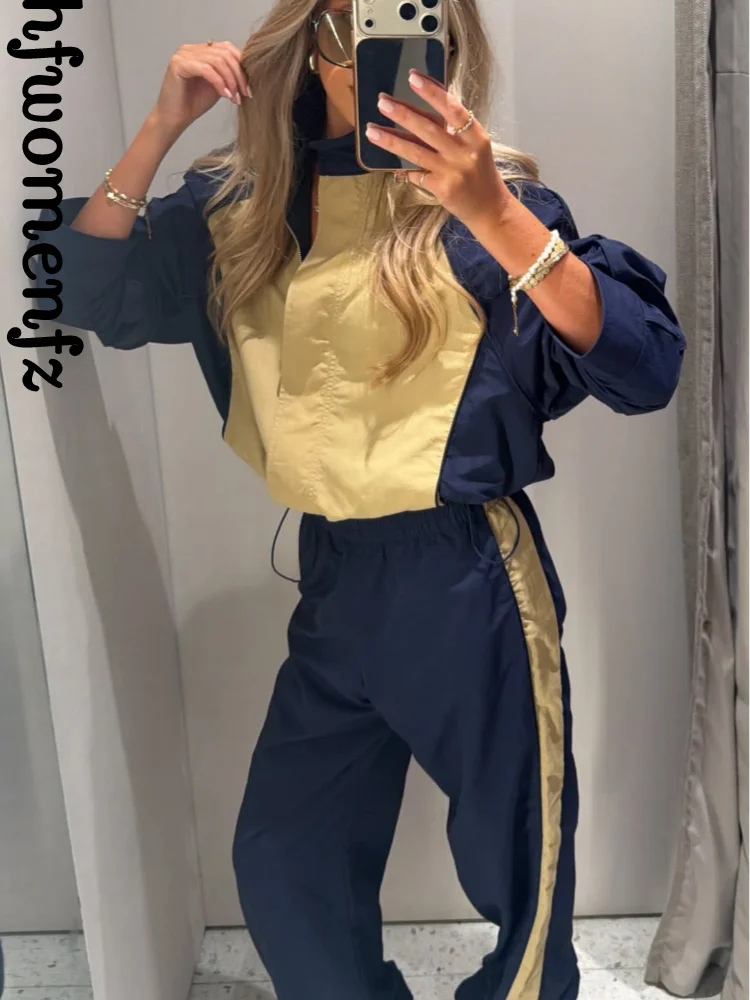 Casual Patchwork Coat Pants