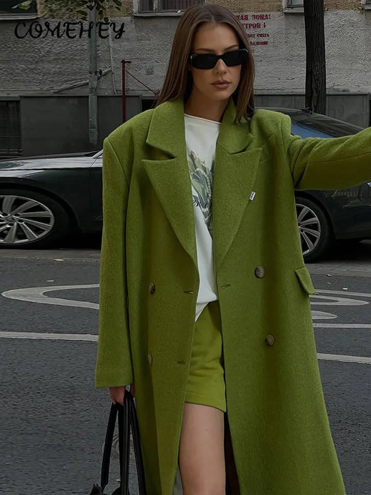 Elegant Women's Woolen Long Coat