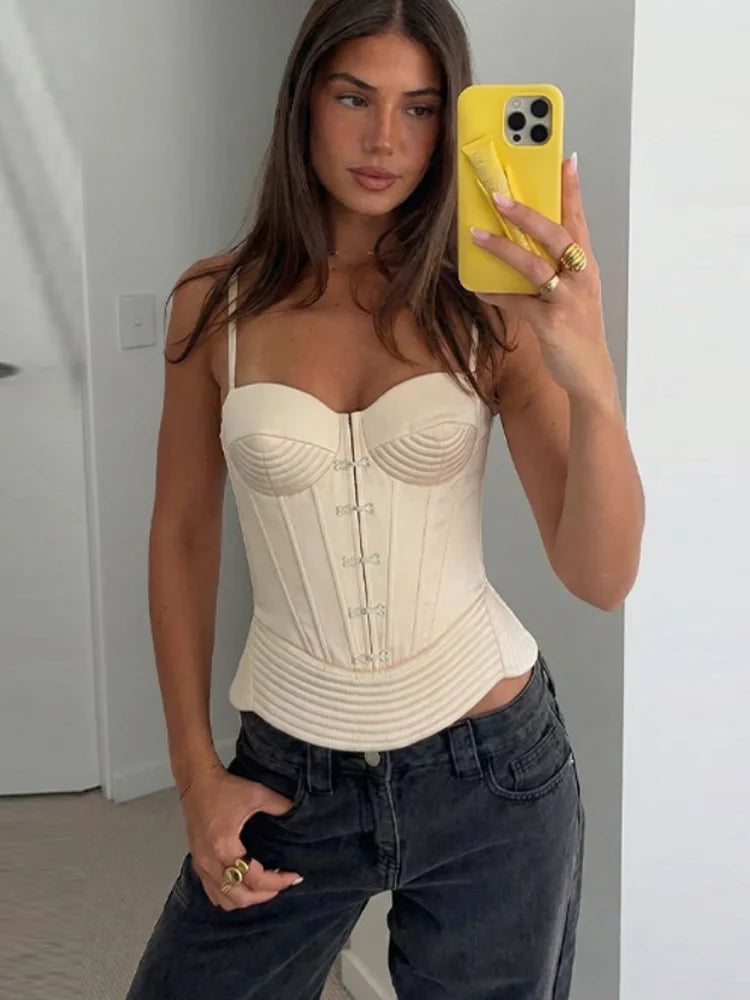 Button Embellished Corset Top