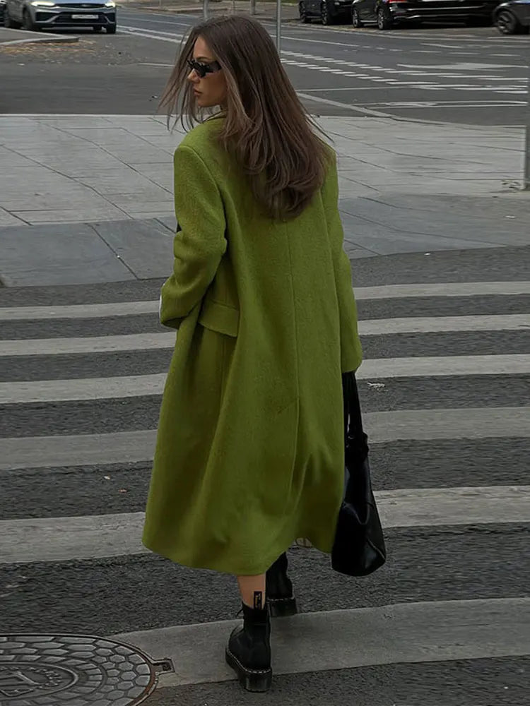 Elegant Women's Woolen Long Coat