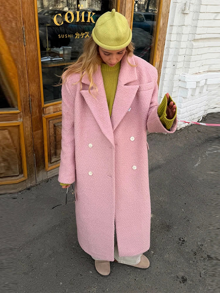 Elegant Women's Woolen Long Coat