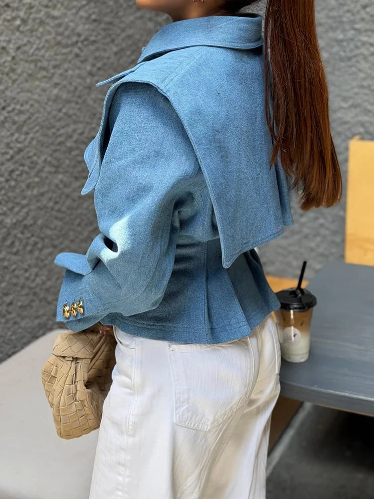 Fashion Solid Denim Women's Jacket
