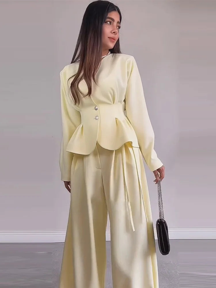 Solid Yellow Pant 2 Piece Set