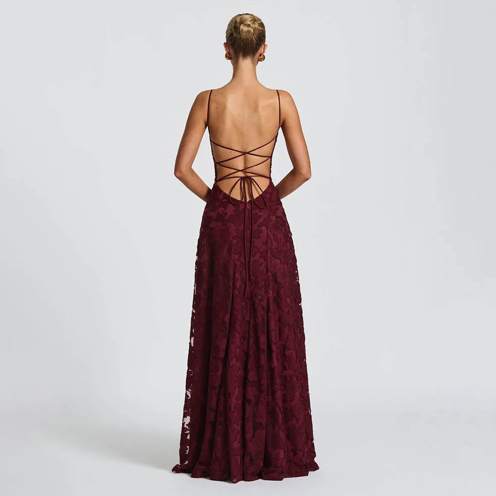 Jacquard Chiffon Long Dress