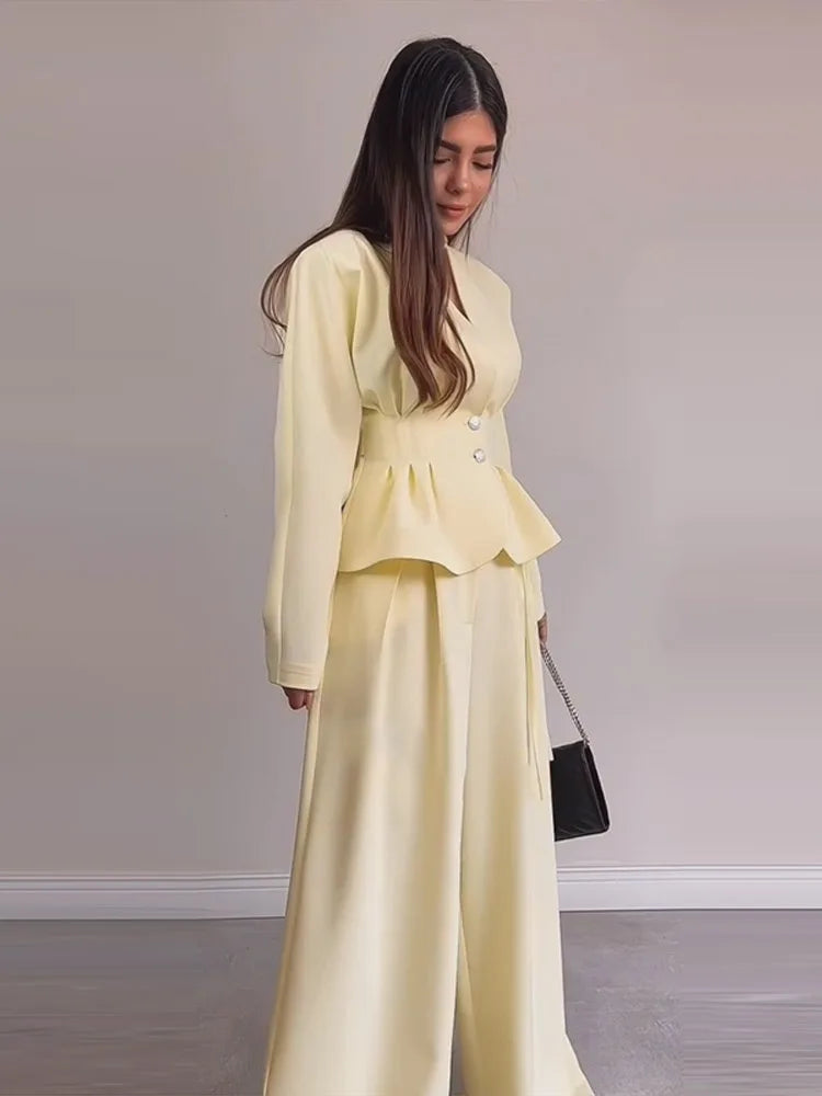 Solid Yellow Pant 2 Piece Set